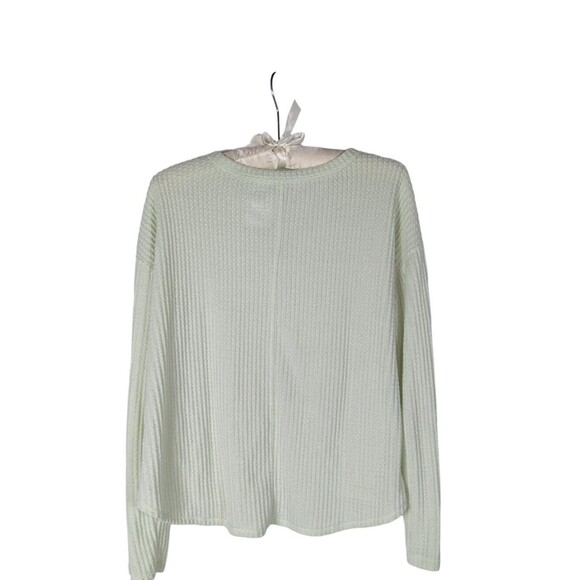 So Shirt 18/20 Junior's Green Knot Tie Hem Long Sleeve Waffle Knit - Picture 4 of 5